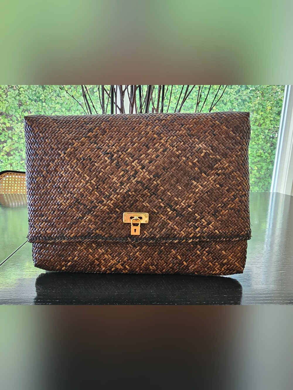 Unique Raffia Clutch Envelope Bag  2 In 1 Brown OS NWOT